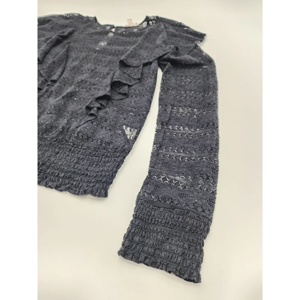 MELROSE‎ AND MARKET NAVY BLUE SWEATER SIZE S WOMENS LACY TOP